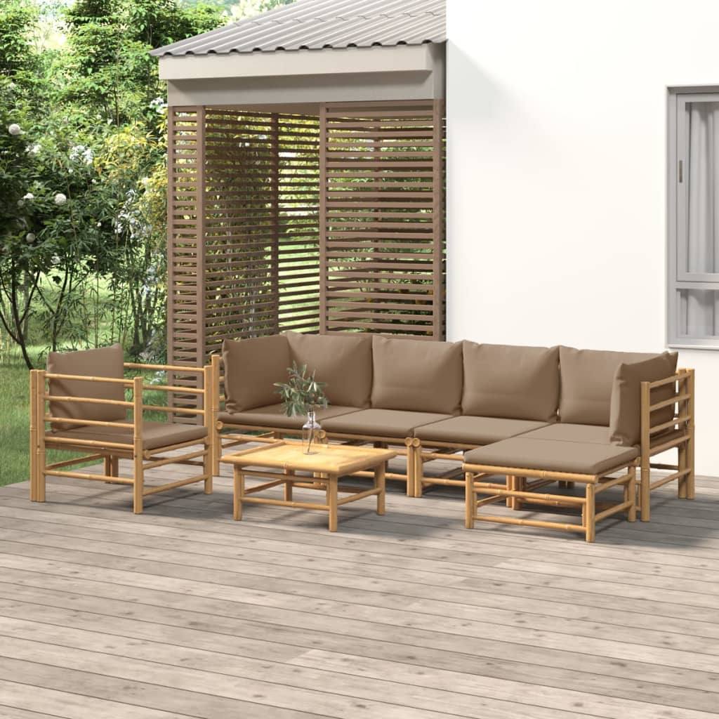 3 Piece Garden Lounge Set With Cushions Bamboo
