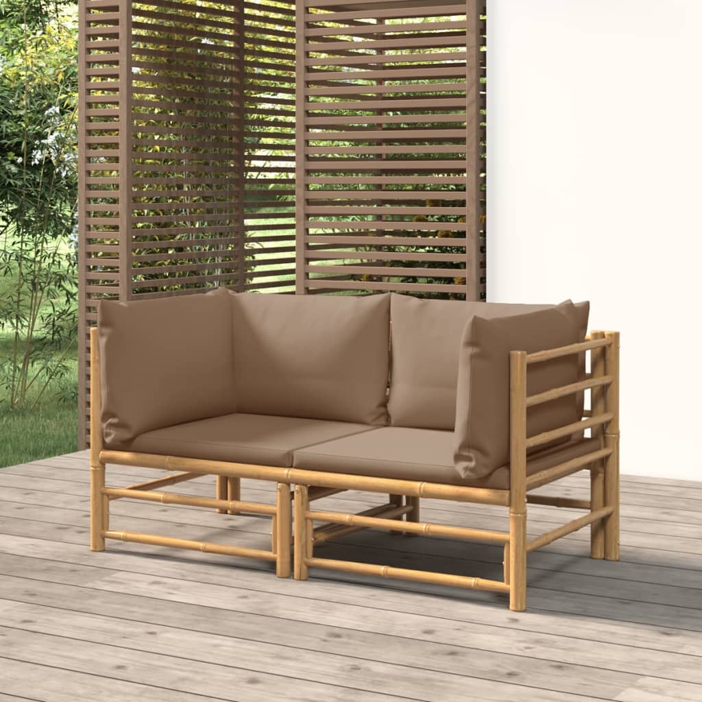 3 Piece Garden Lounge Set With Cushions Bamboo