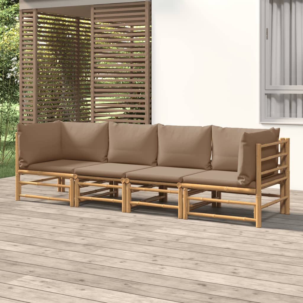 3 Piece Garden Lounge Set With Cushions Bamboo