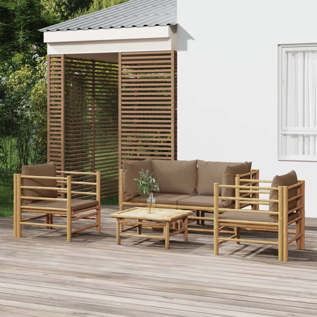 3 Piece Garden Lounge Set With Cushions Bamboo