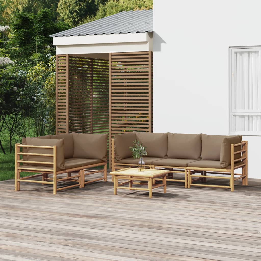 3 Piece Garden Lounge Set With Cushions Bamboo