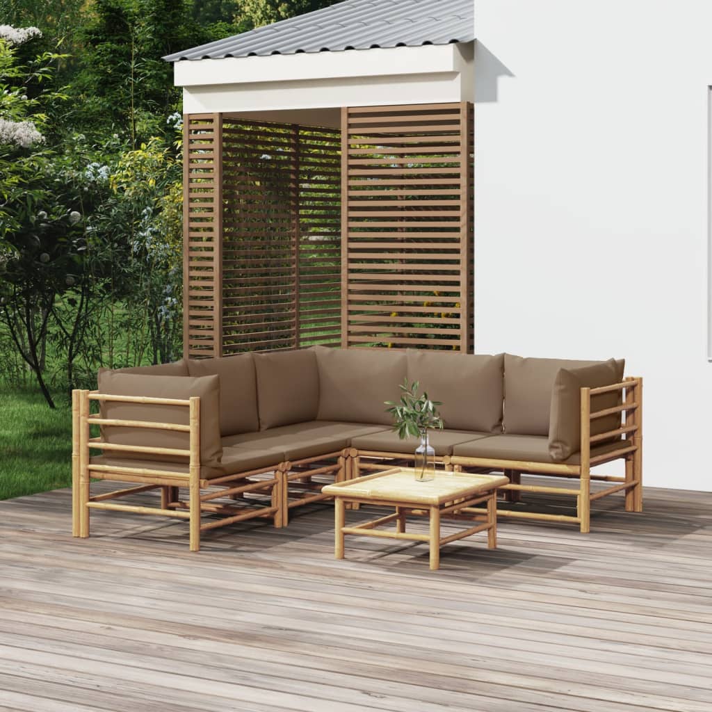 3 Piece Garden Lounge Set With Cushions Bamboo