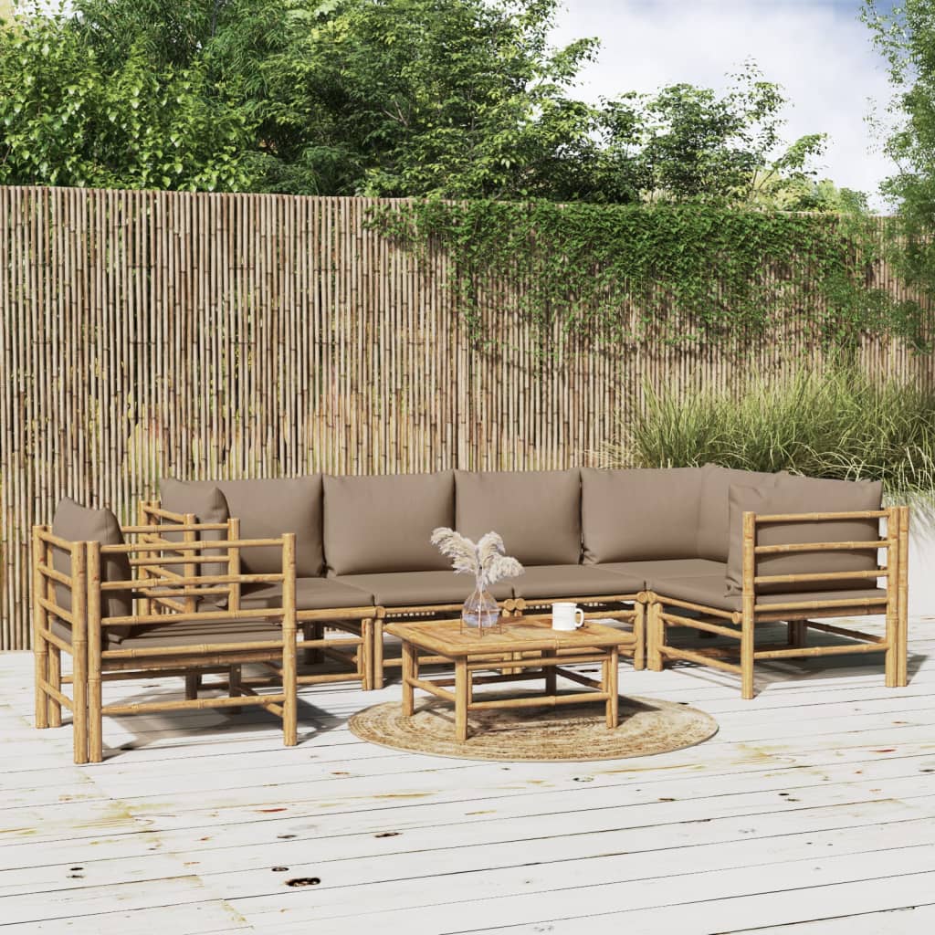 3 Piece Garden Lounge Set With Cushions Bamboo