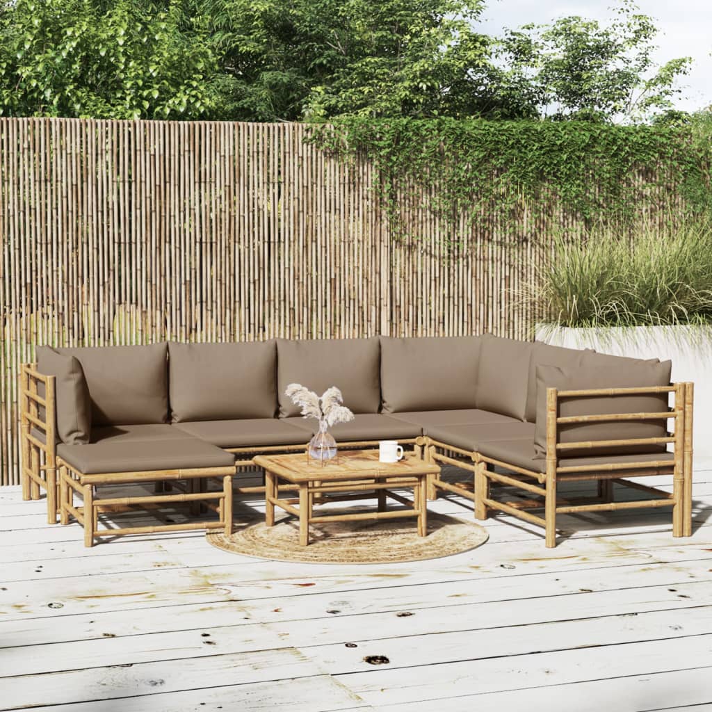 3 Piece Garden Lounge Set With Cushions Bamboo