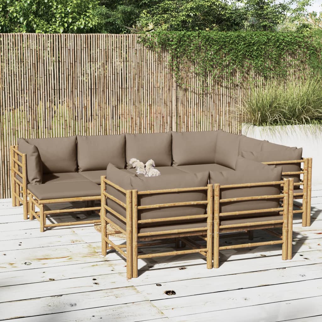 3 Piece Garden Lounge Set With Cushions Bamboo