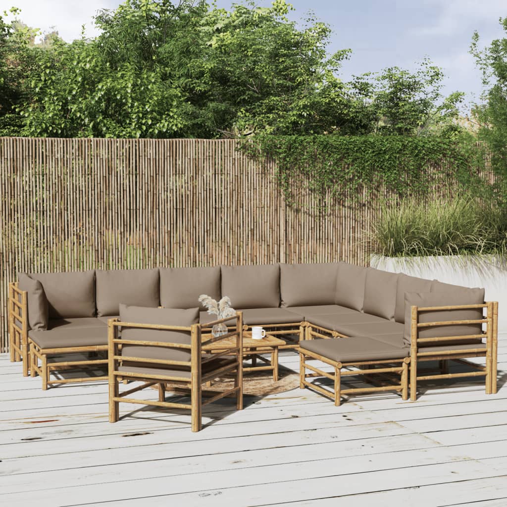 3 Piece Garden Lounge Set With Cushions Bamboo
