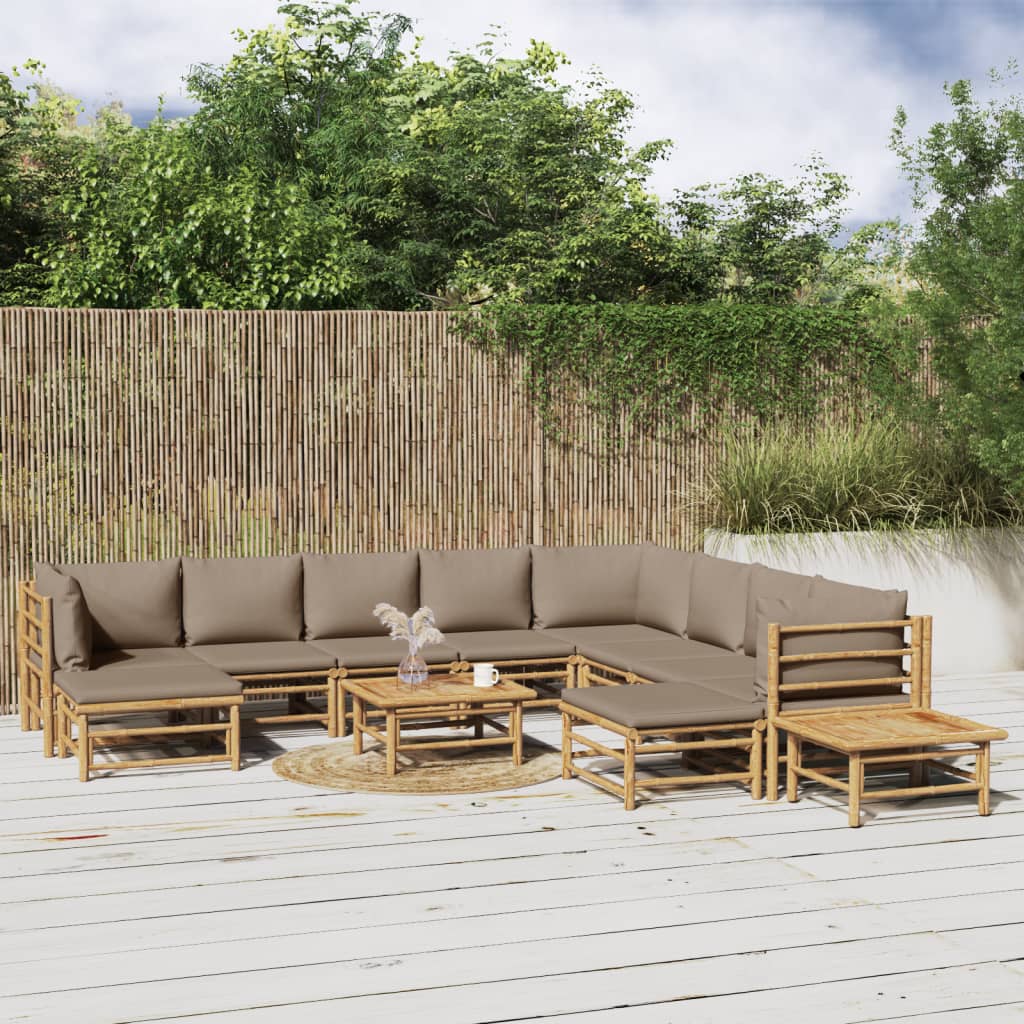 3 Piece Garden Lounge Set With Cushions Bamboo