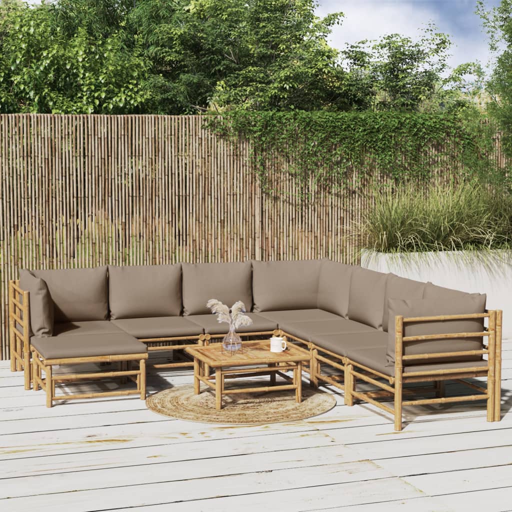3 Piece Garden Lounge Set With Cushions Bamboo