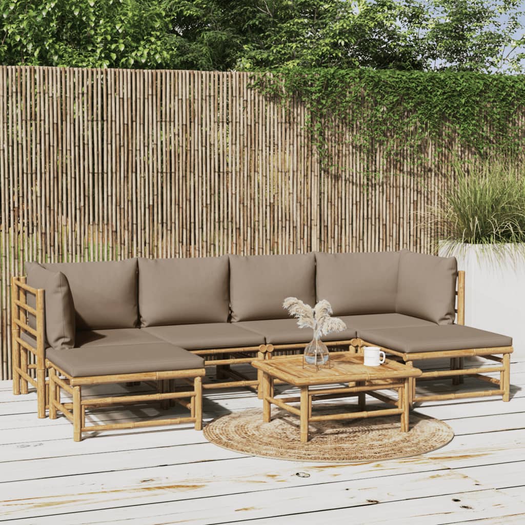 3 Piece Garden Lounge Set With Cushions Bamboo