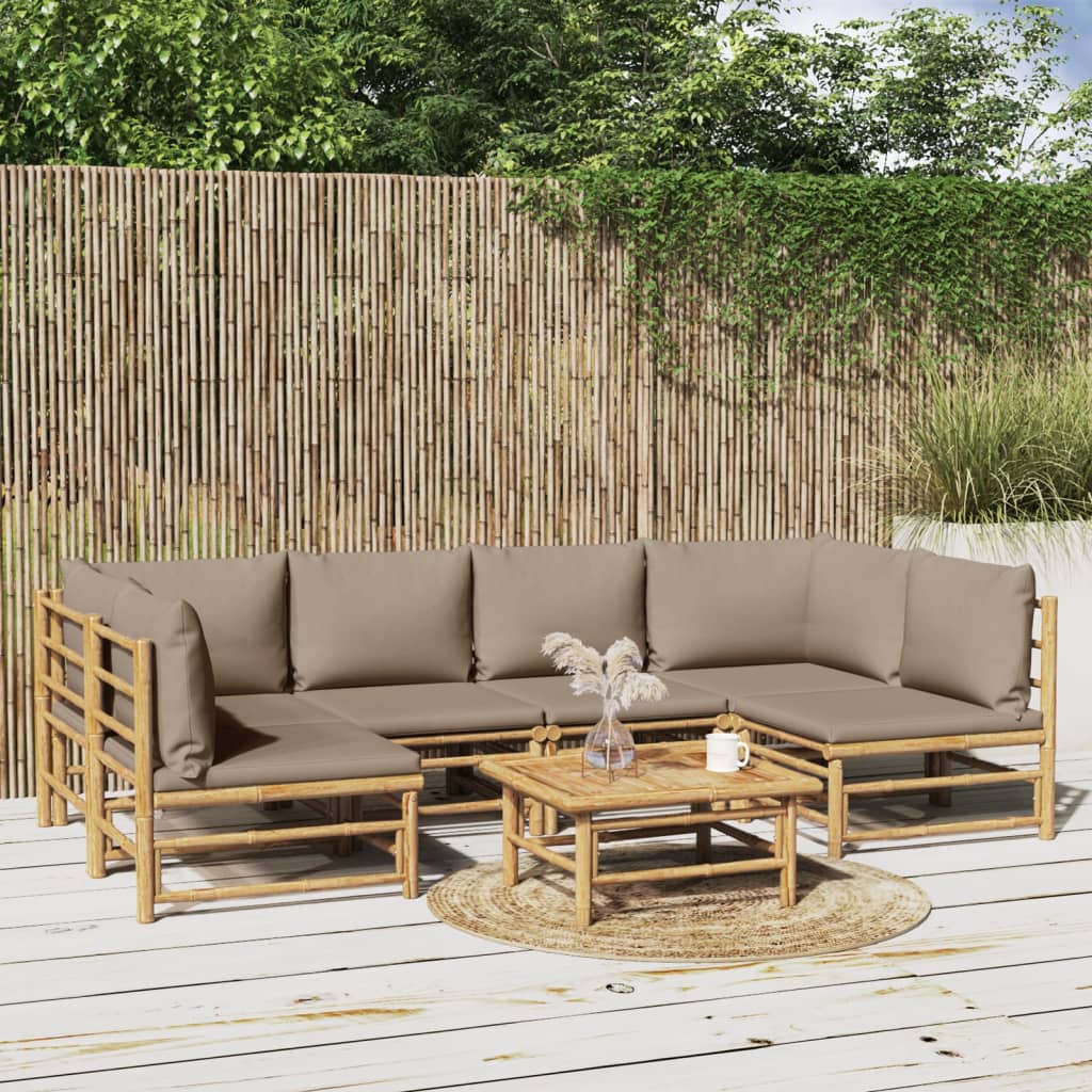 3 Piece Garden Lounge Set With Cushions Bamboo