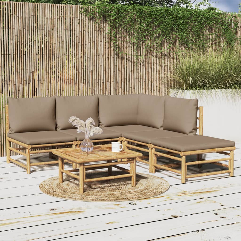 3 Piece Garden Lounge Set With Cushions Bamboo