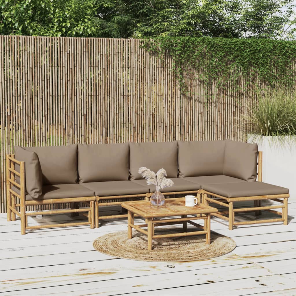 3 Piece Garden Lounge Set With Cushions Bamboo