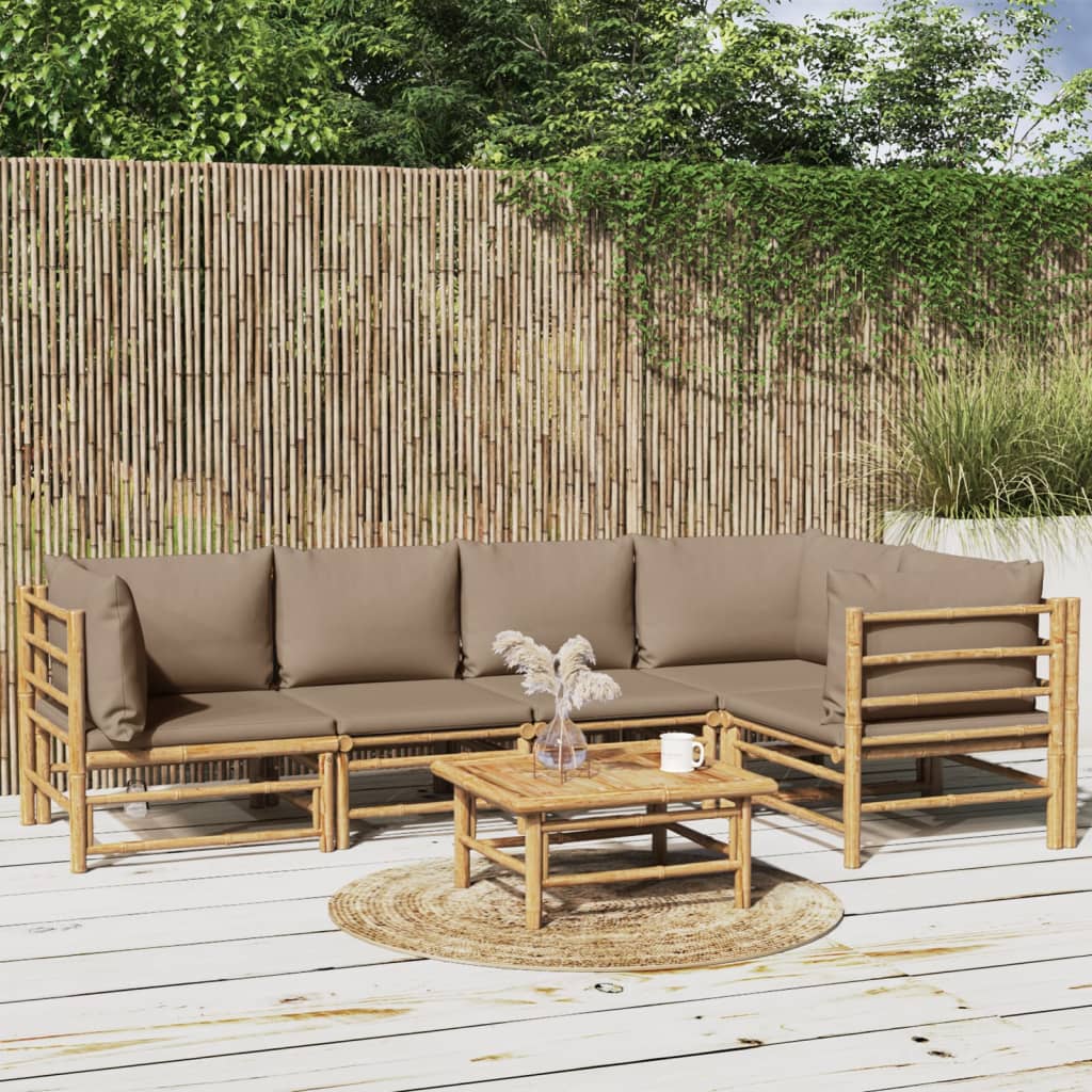 3 Piece Garden Lounge Set With Cushions Bamboo