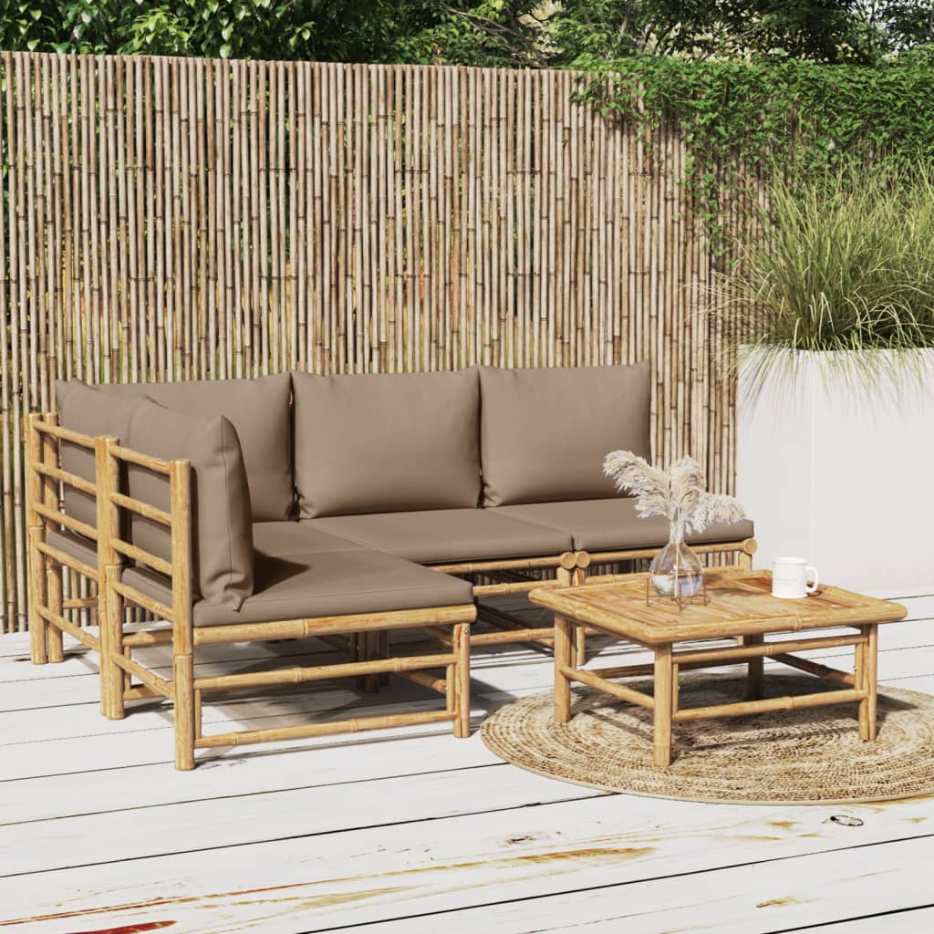 3 Piece Garden Lounge Set With Cushions Bamboo