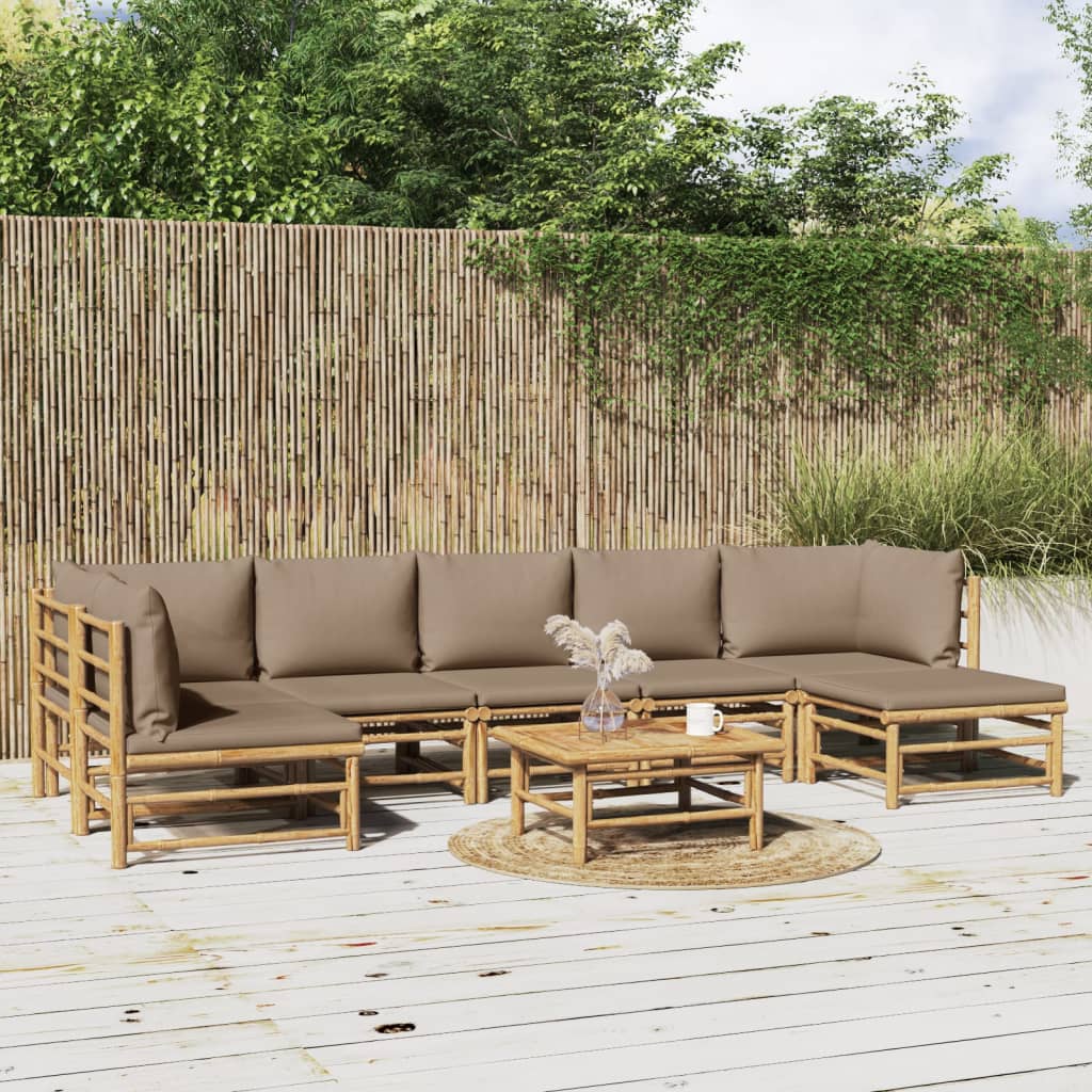 3 Piece Garden Lounge Set With Cushions Bamboo