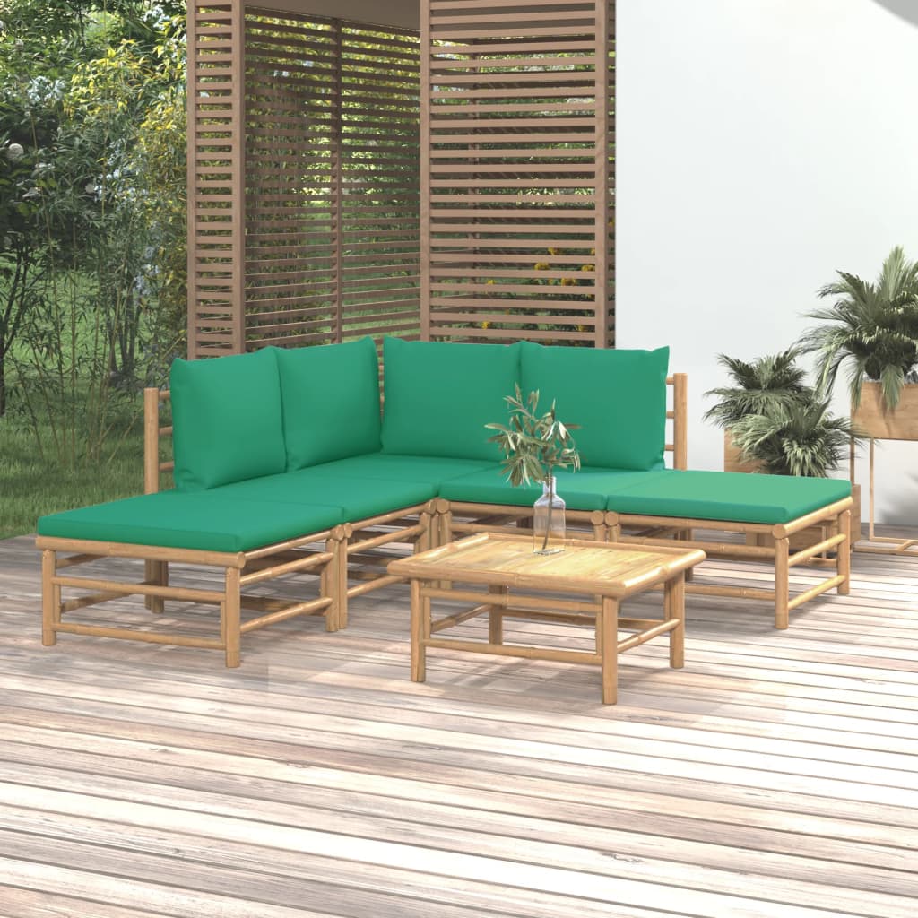 3 Piece Garden Lounge Set With Cushions Bamboo