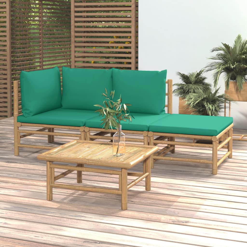3 Piece Garden Lounge Set With Cushions Bamboo