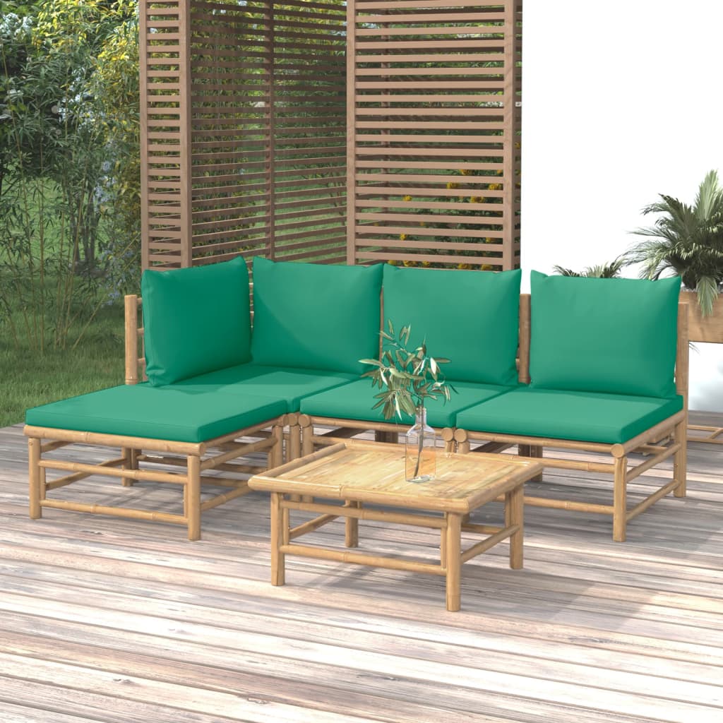 3 Piece Garden Lounge Set With Cushions Bamboo