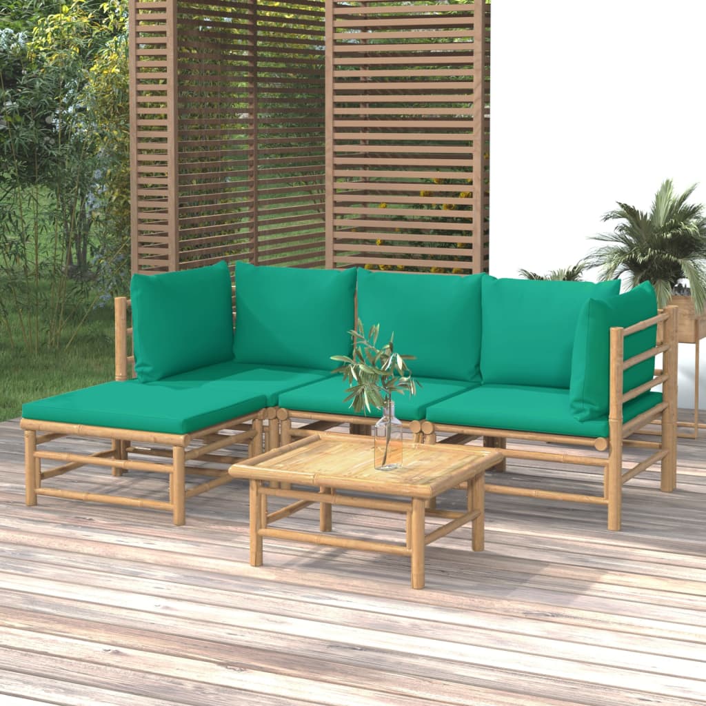 3 Piece Garden Lounge Set With Cushions Bamboo