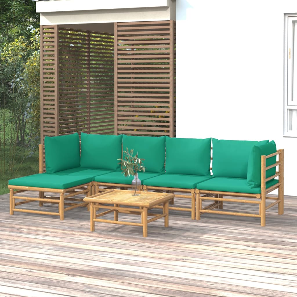 3 Piece Garden Lounge Set With Cushions Bamboo