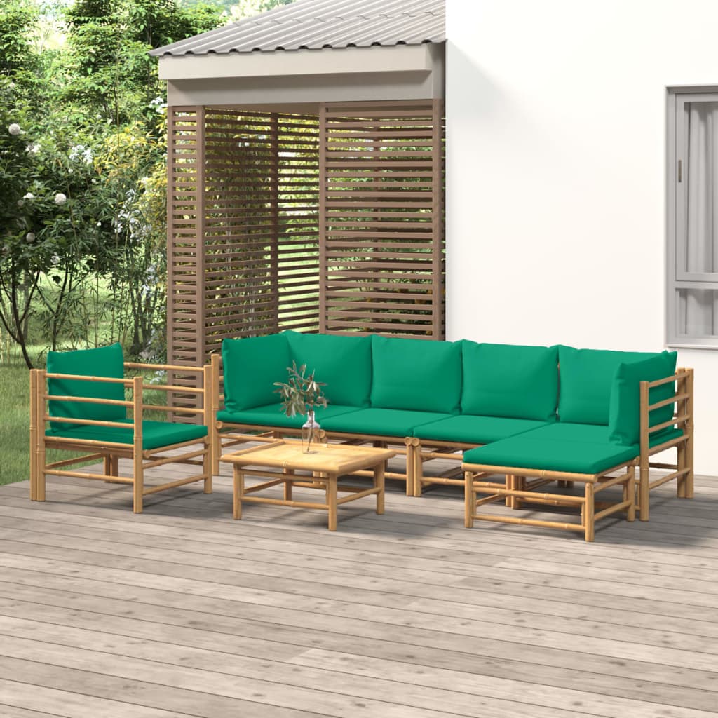 3 Piece Garden Lounge Set With Cushions Bamboo