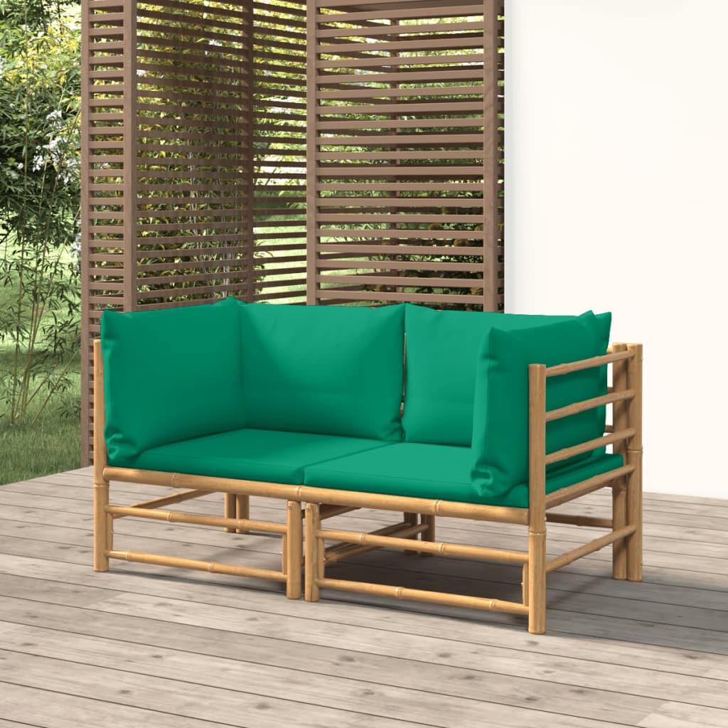 3 Piece Garden Lounge Set With Cushions Bamboo