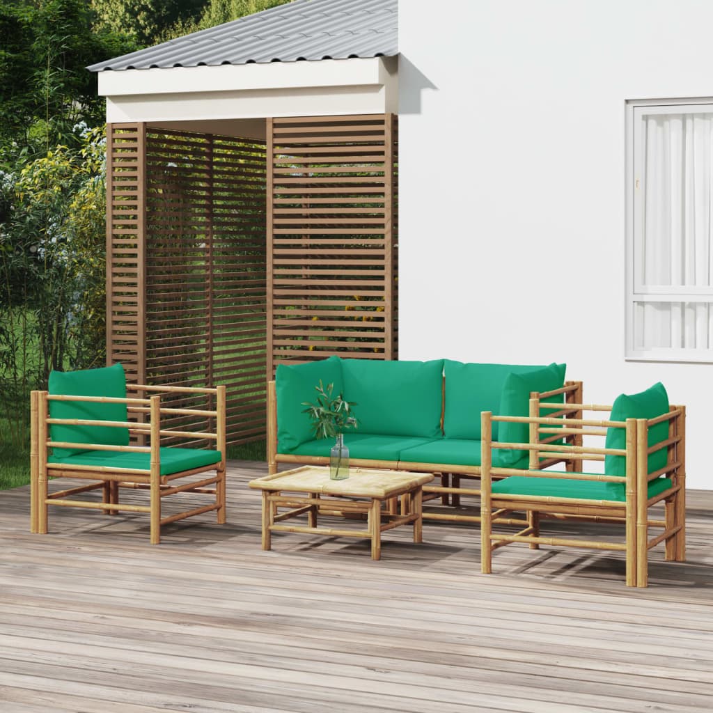 3 Piece Garden Lounge Set With Cushions Bamboo