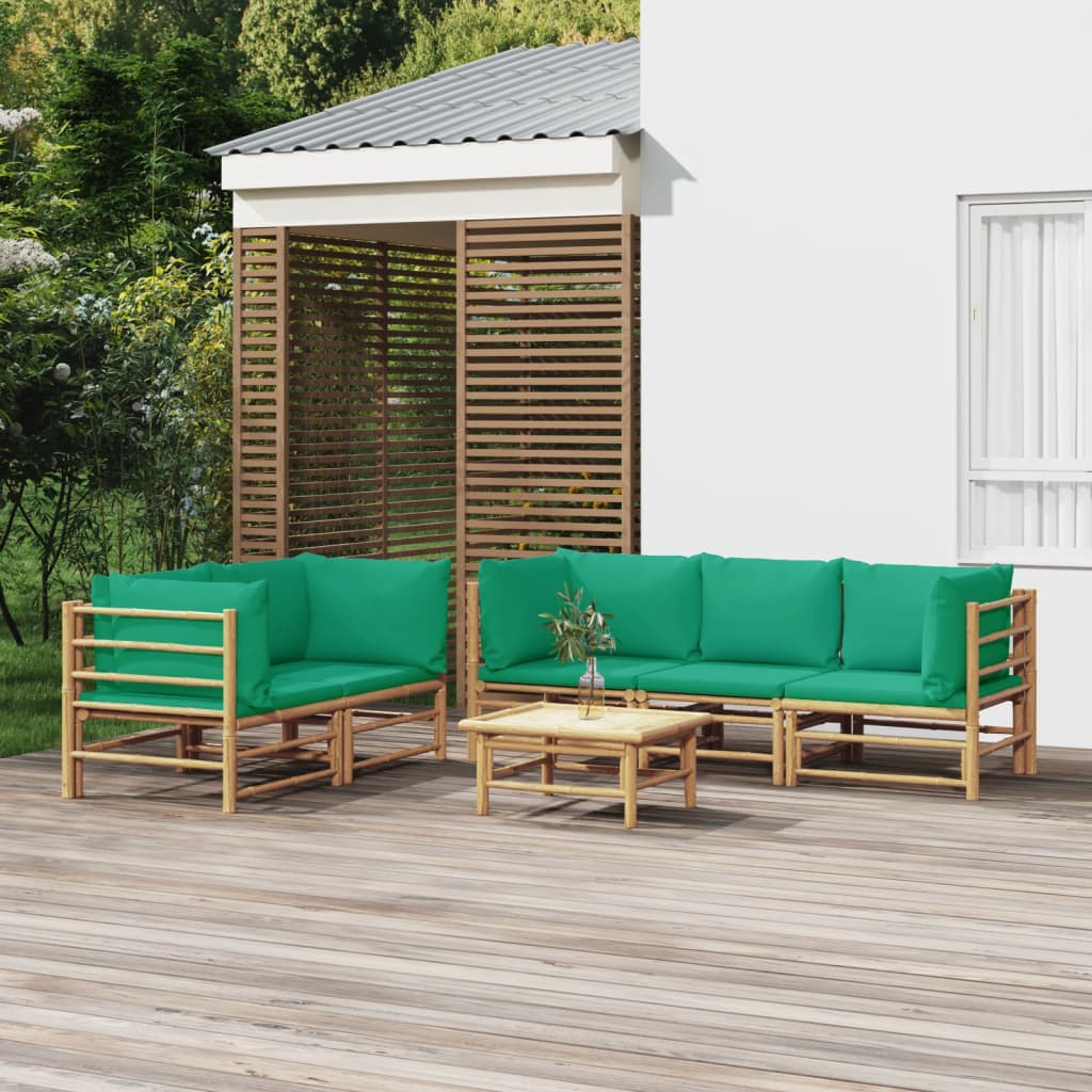 3 Piece Garden Lounge Set With Cushions Bamboo
