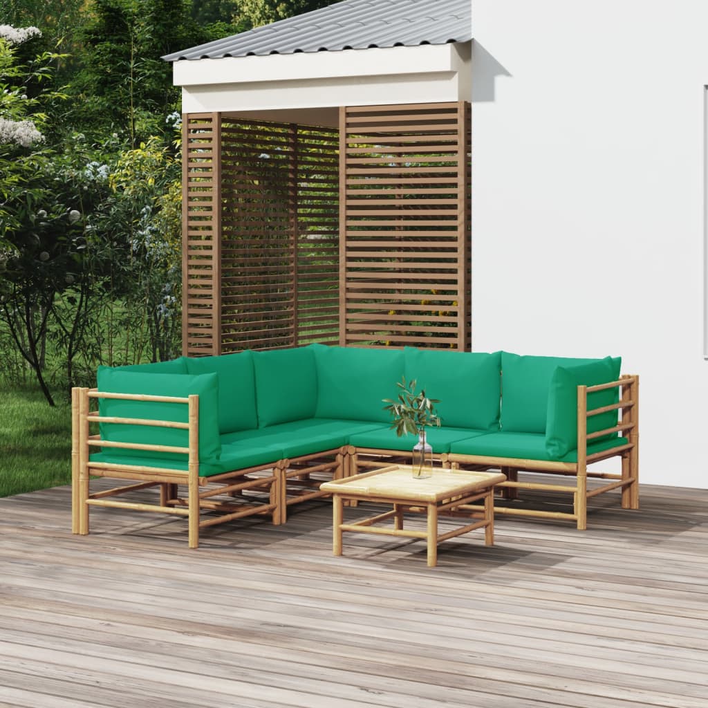 3 Piece Garden Lounge Set With Cushions Bamboo