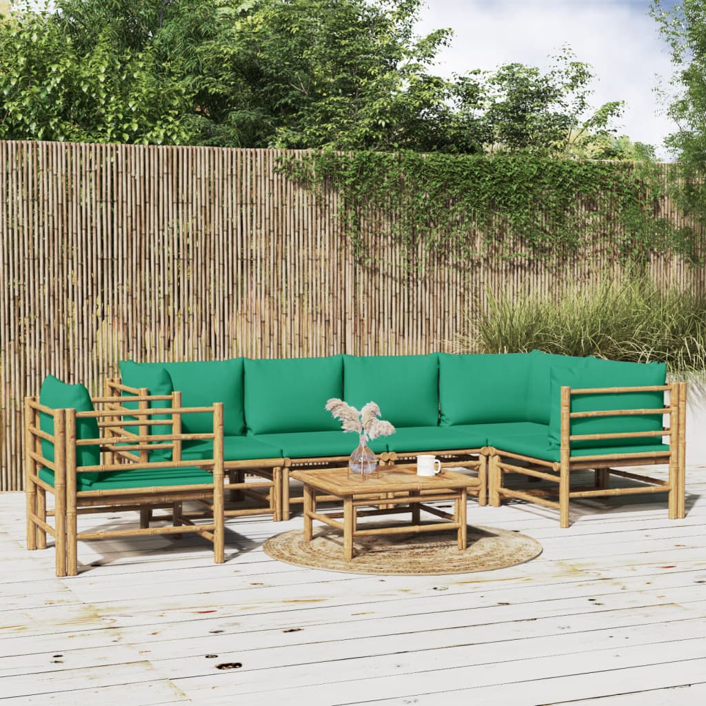 3 Piece Garden Lounge Set With Cushions Bamboo