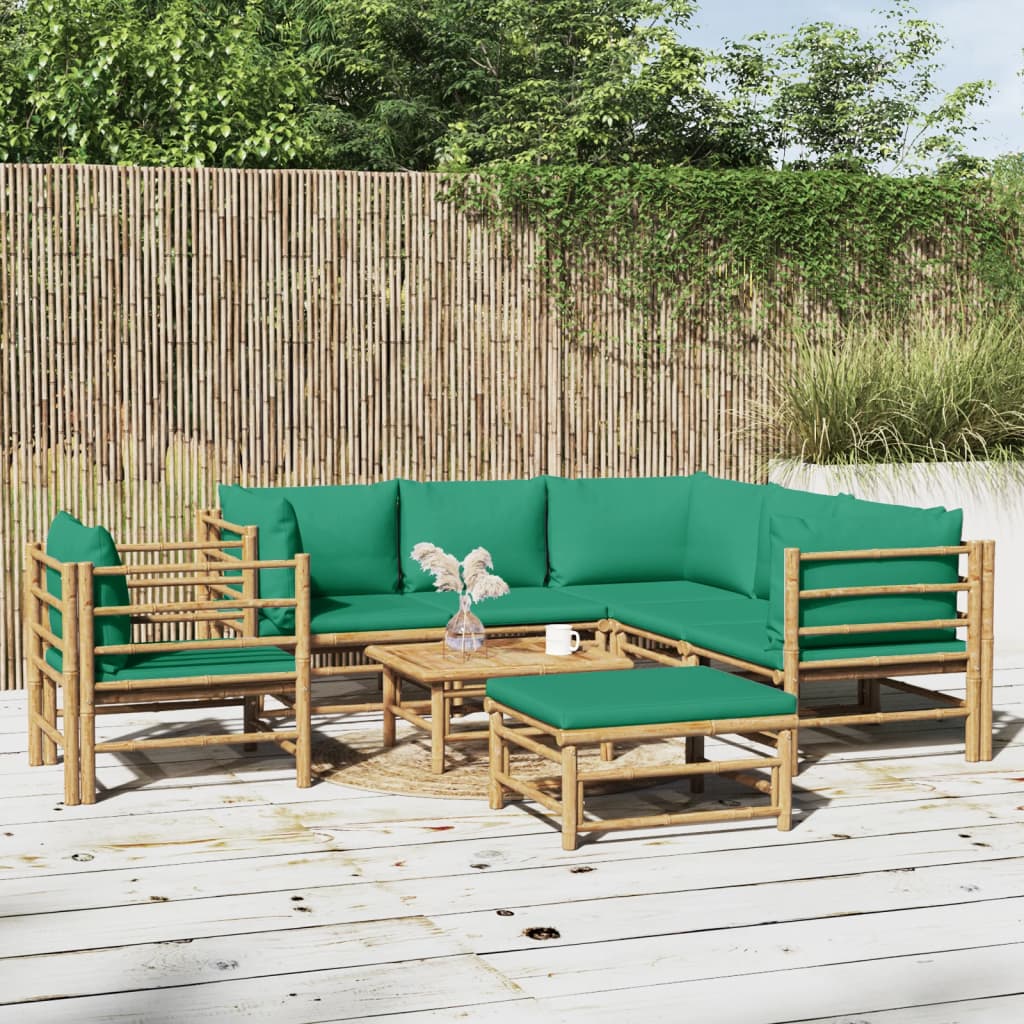 3 Piece Garden Lounge Set With Cushions Bamboo
