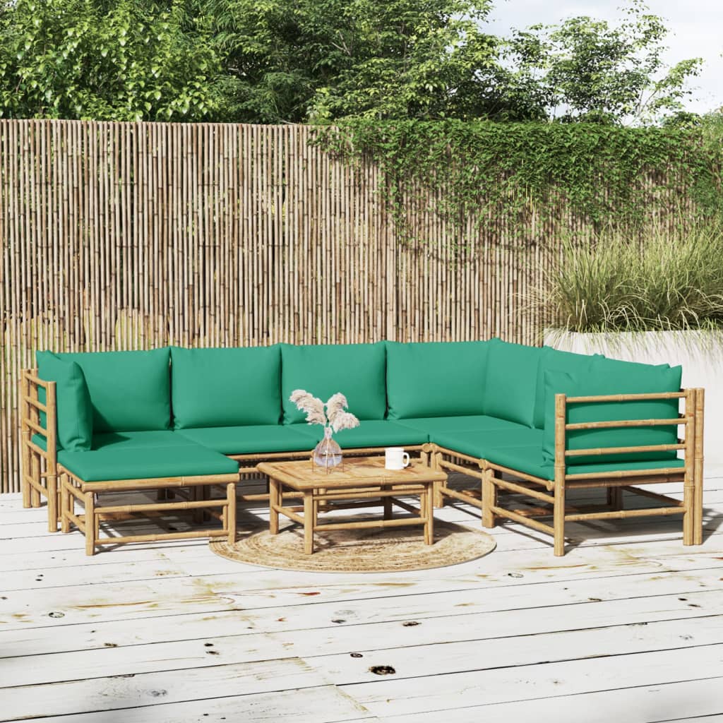 3 Piece Garden Lounge Set With Cushions Bamboo