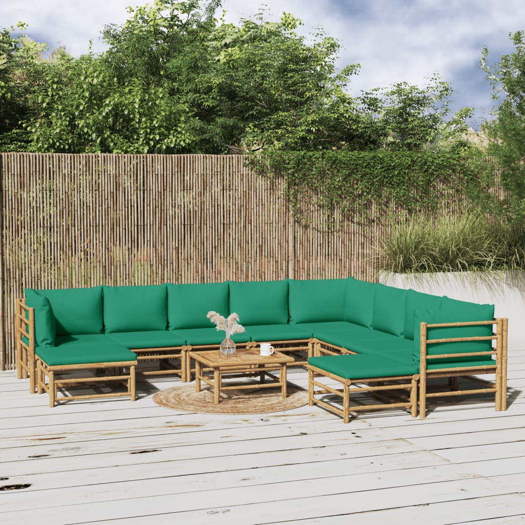 3 Piece Garden Lounge Set With Cushions Bamboo