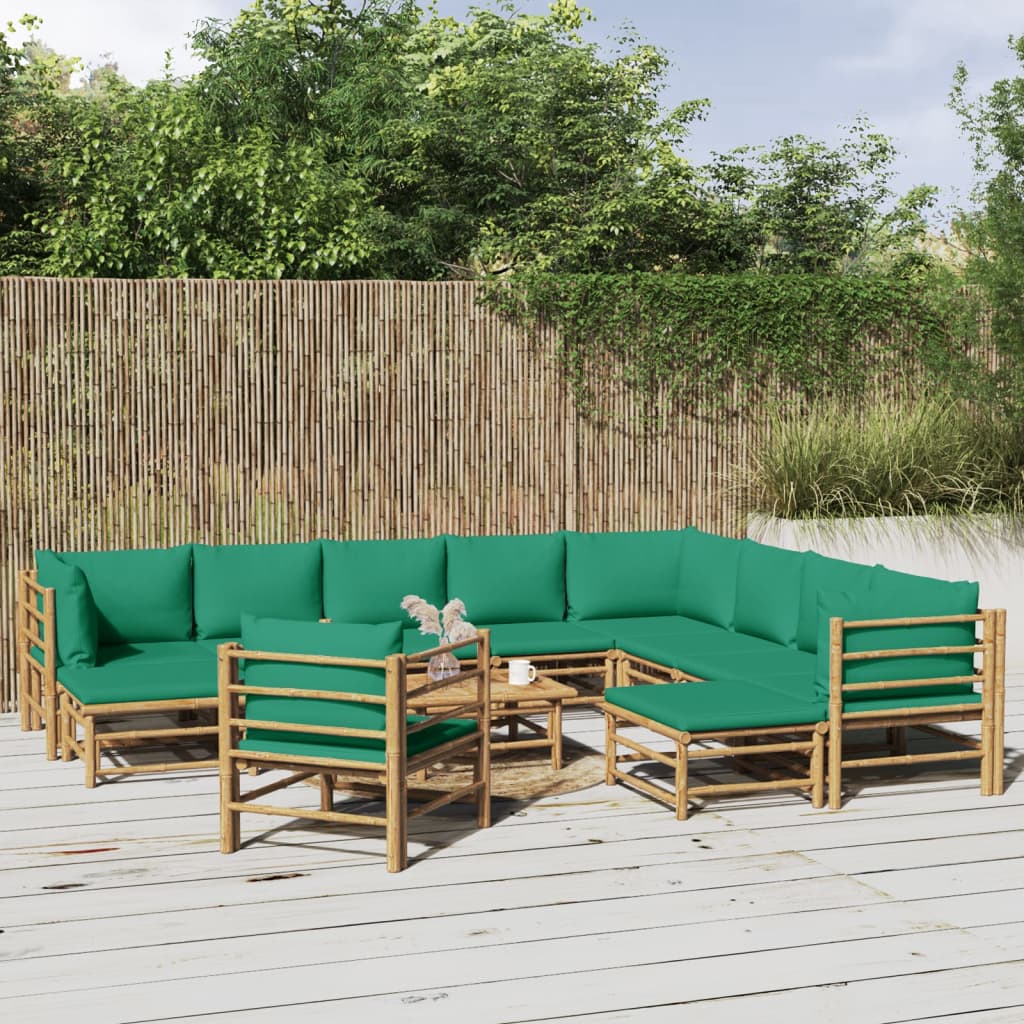 3 Piece Garden Lounge Set With Cushions Bamboo