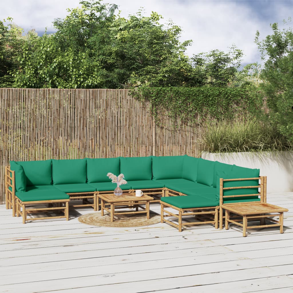 3 Piece Garden Lounge Set With Cushions Bamboo