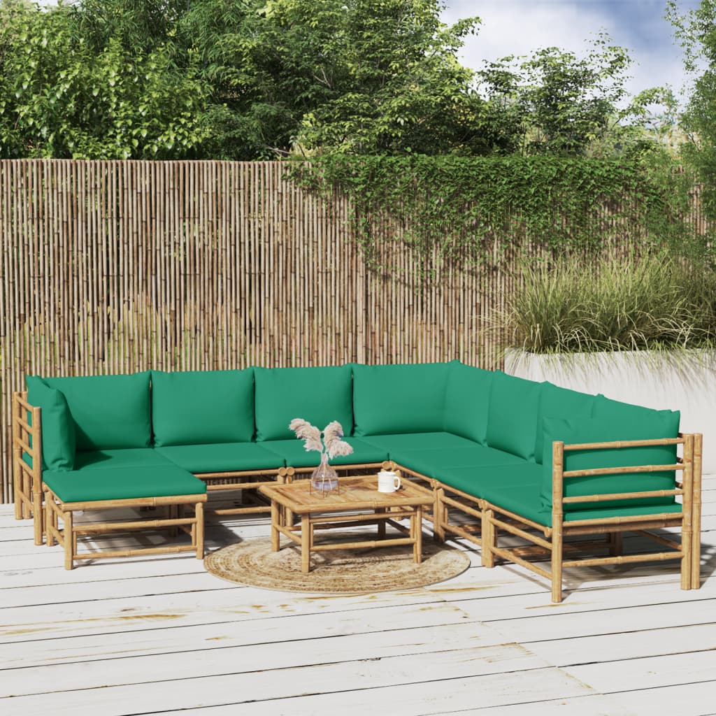3 Piece Garden Lounge Set With Cushions Bamboo