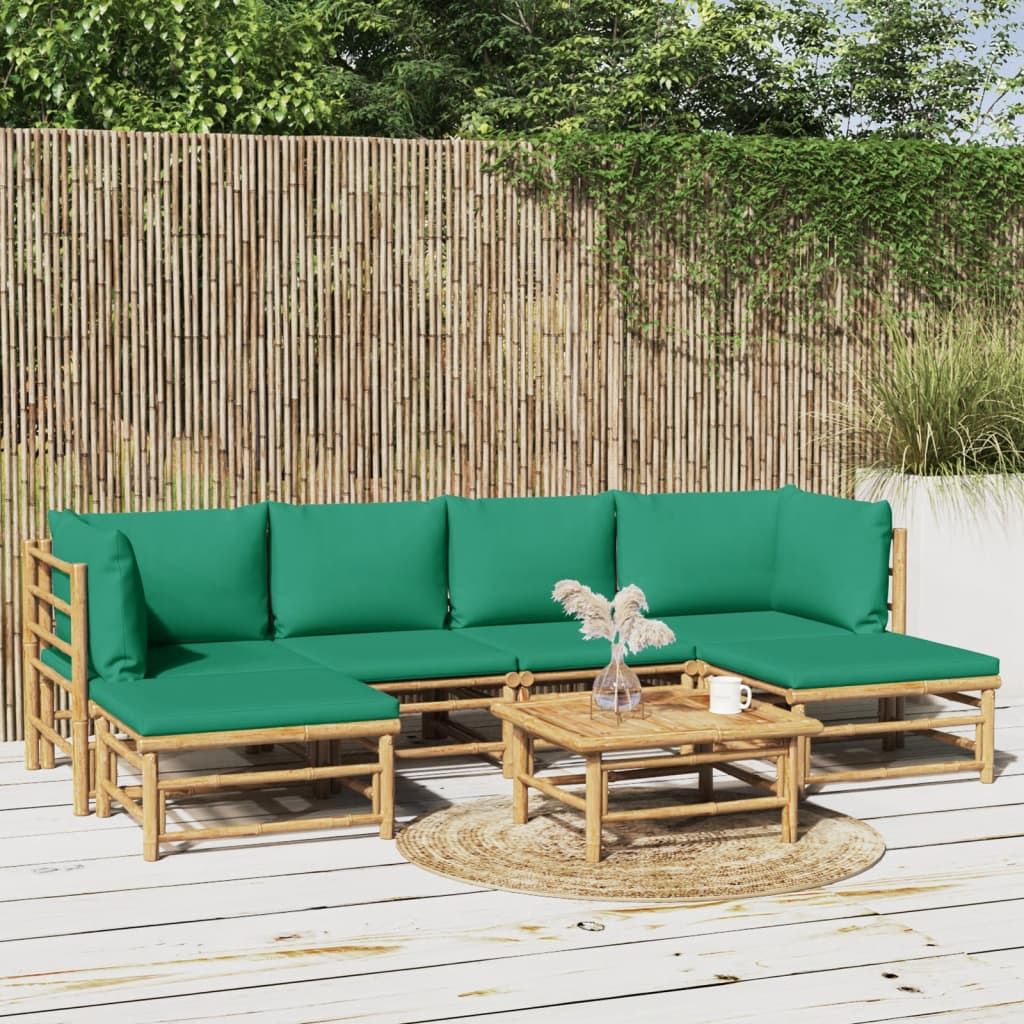 3 Piece Garden Lounge Set With Cushions Bamboo