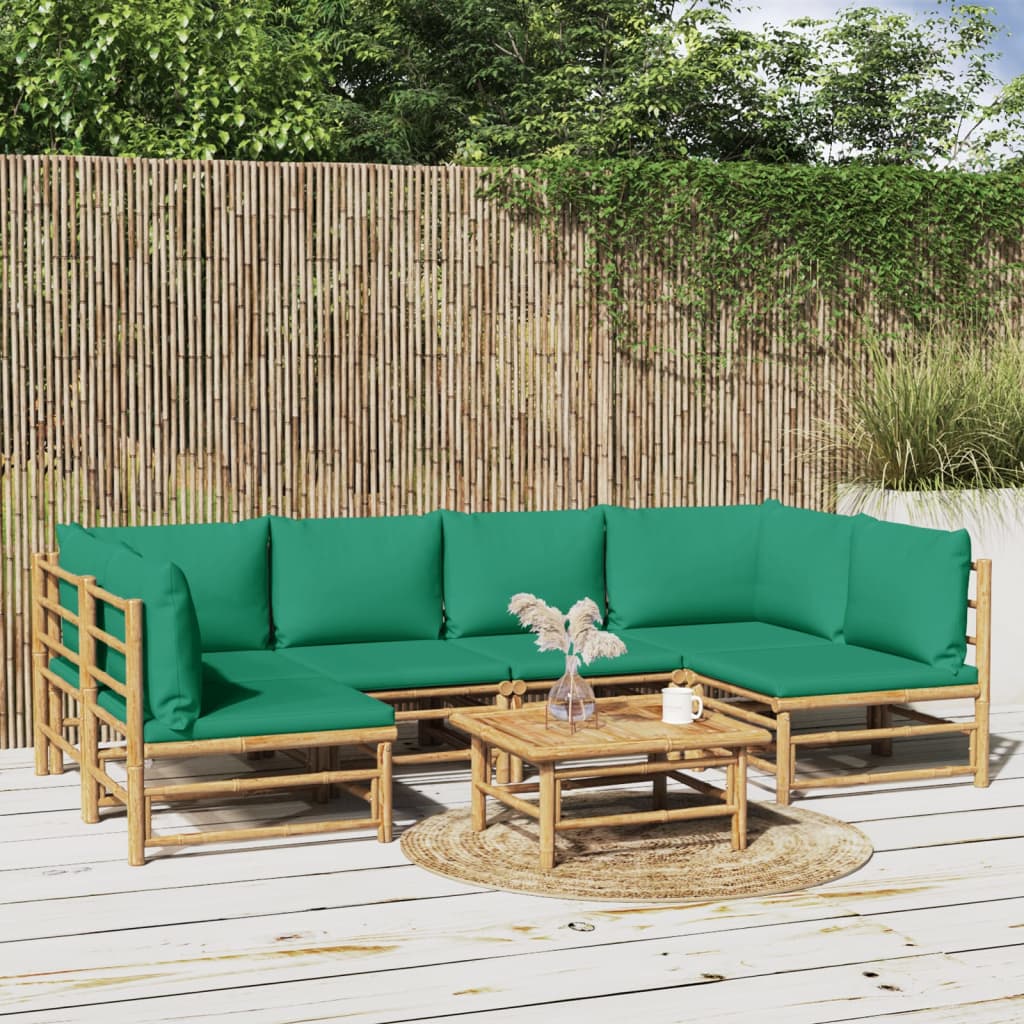3 Piece Garden Lounge Set With Cushions Bamboo