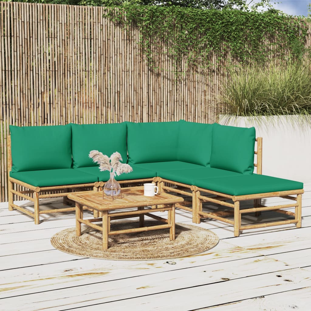 3 Piece Garden Lounge Set With Cushions Bamboo