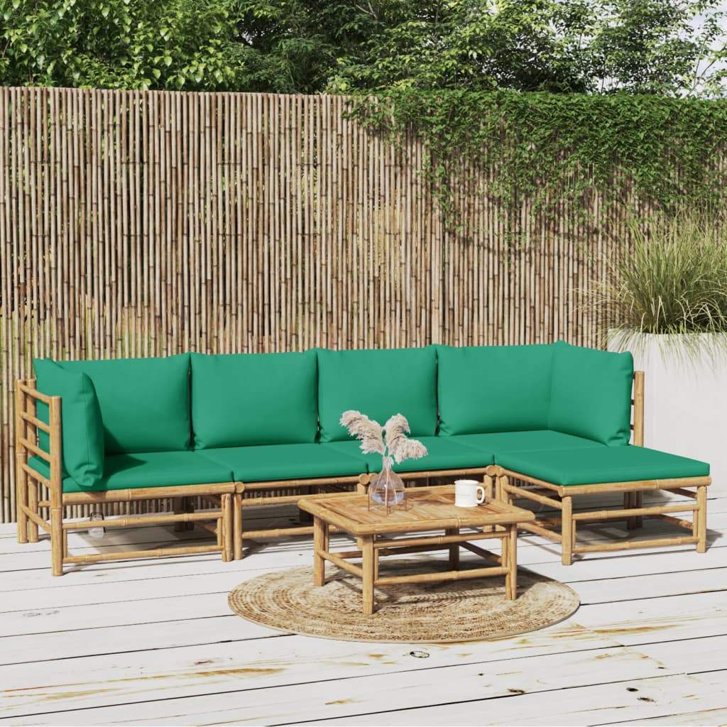 3 Piece Garden Lounge Set With Cushions Bamboo