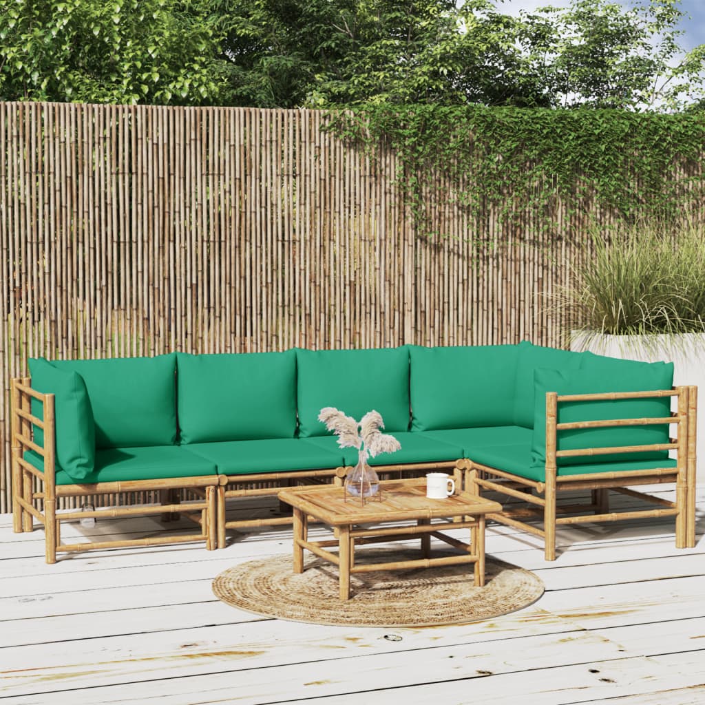 3 Piece Garden Lounge Set With Cushions Bamboo