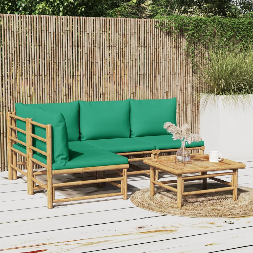 3 Piece Garden Lounge Set With Cushions Bamboo