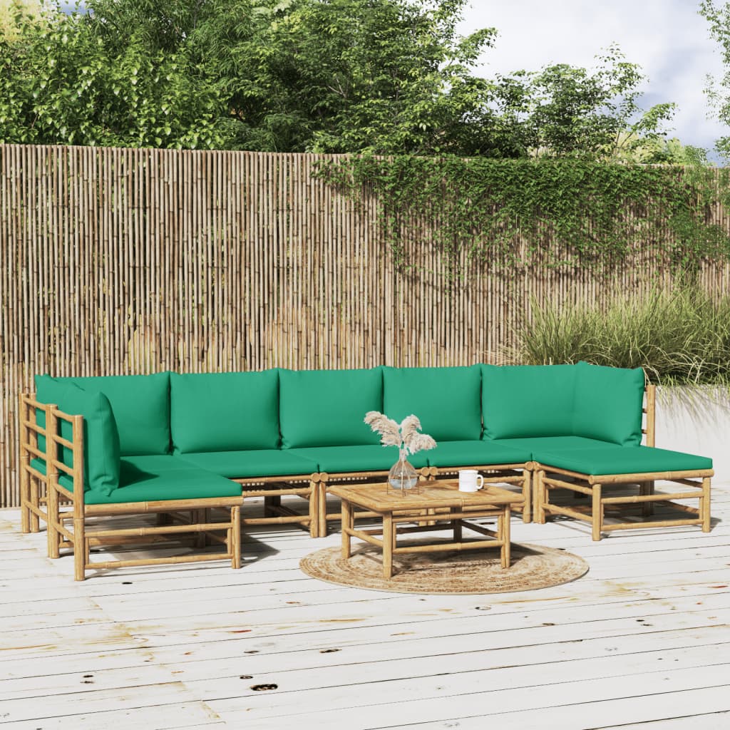 3 Piece Garden Lounge Set With Cushions Bamboo