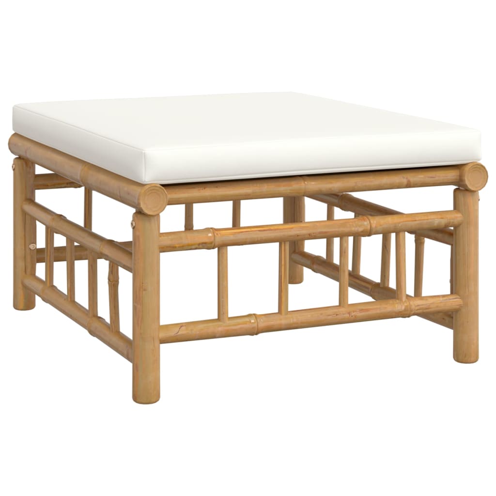 6 Piece Garden Lounge Set With White Cushions Bamboo