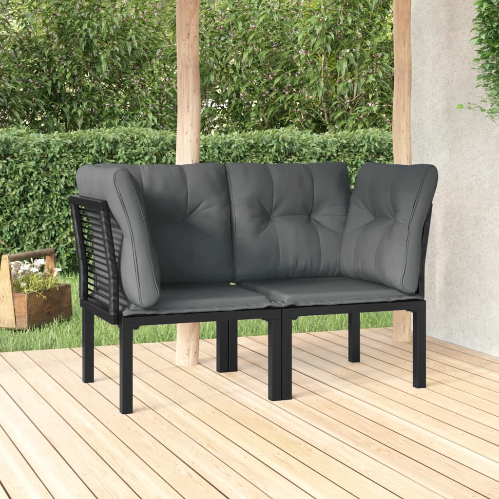 4 Piece Garden Lounge Set Black And Grey Poly Rattan