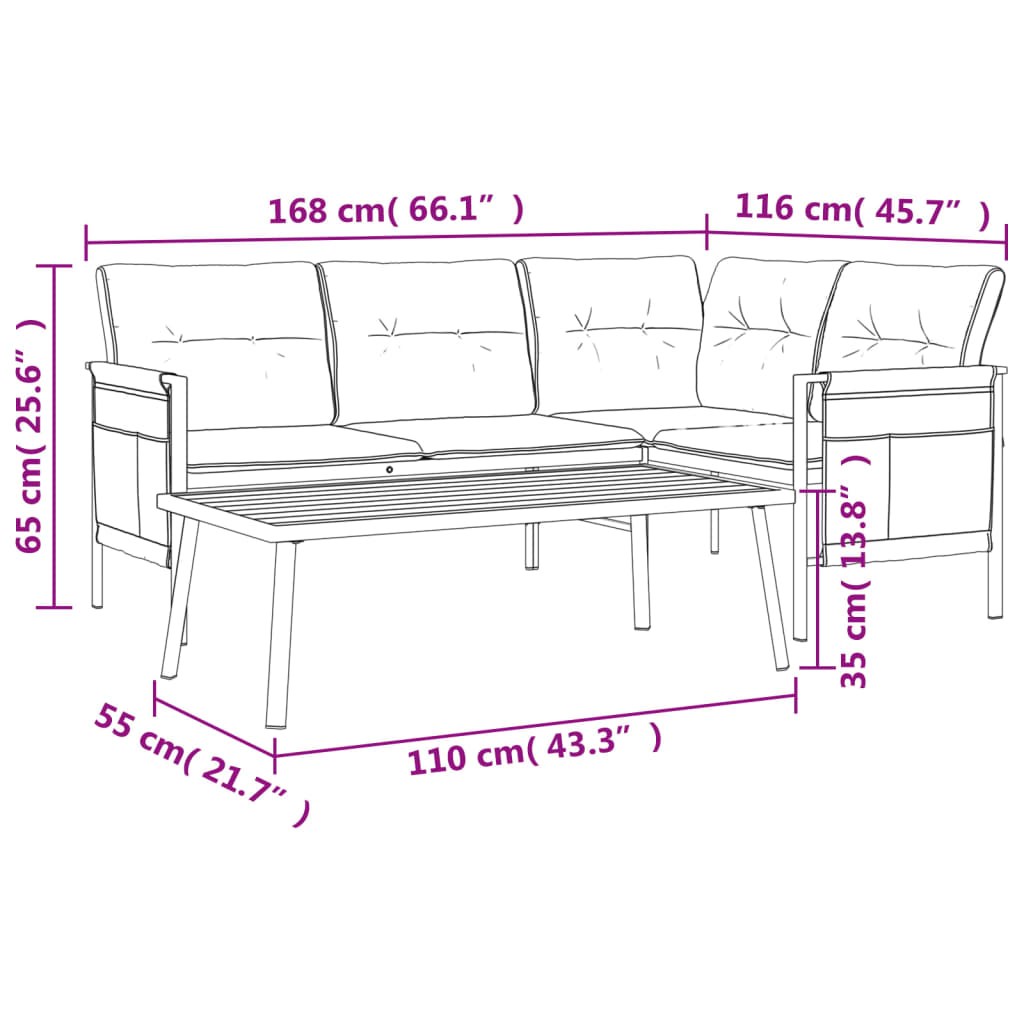 2 Piece Garden Lounge Set Anthracite Steel