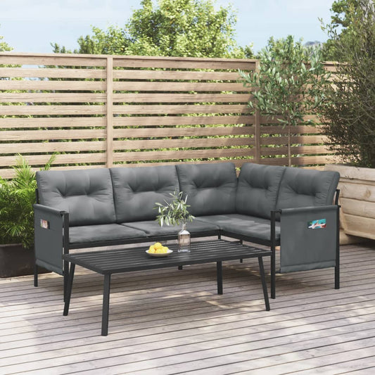 Garden Corner Sofa Anthracite Steel And Textilene