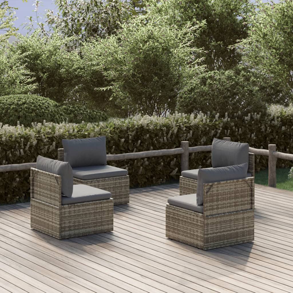 13 Piece Garden Lounge Set With Cushions Grey Poly Rattan