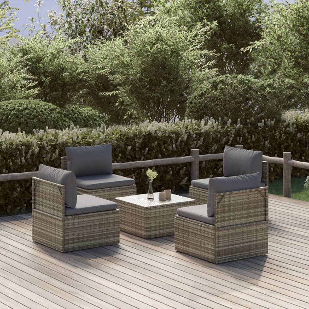 13 Piece Garden Lounge Set With Cushions Grey Poly Rattan