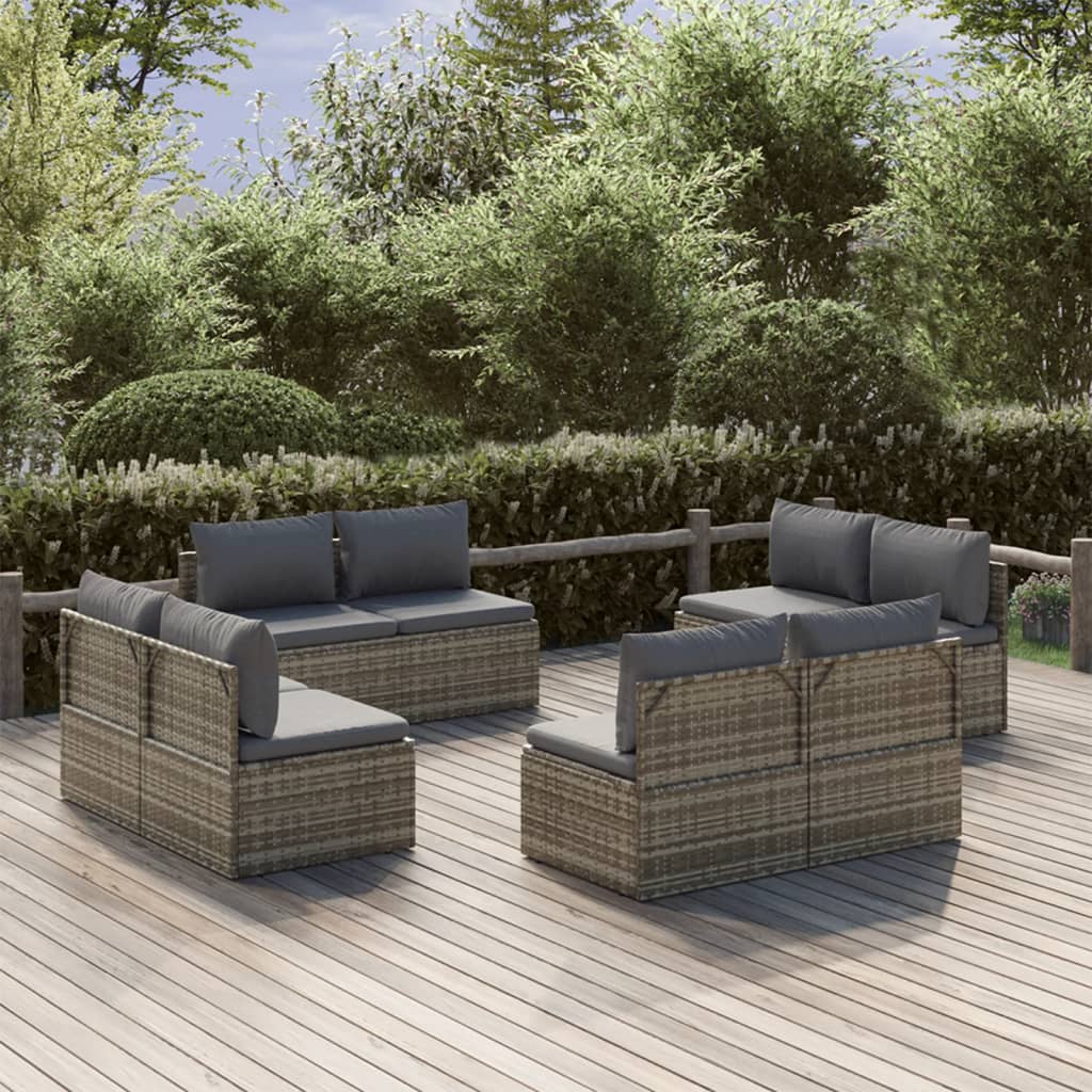 13 Piece Garden Lounge Set With Cushions Grey Poly Rattan